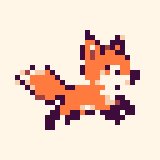 Fox: face and tail pixel art preview