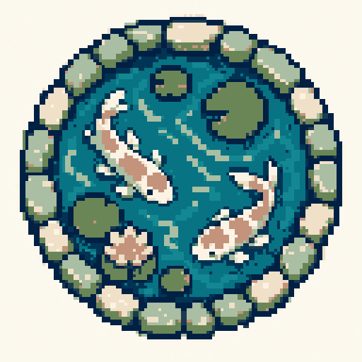 Pond and fish pixel art preview